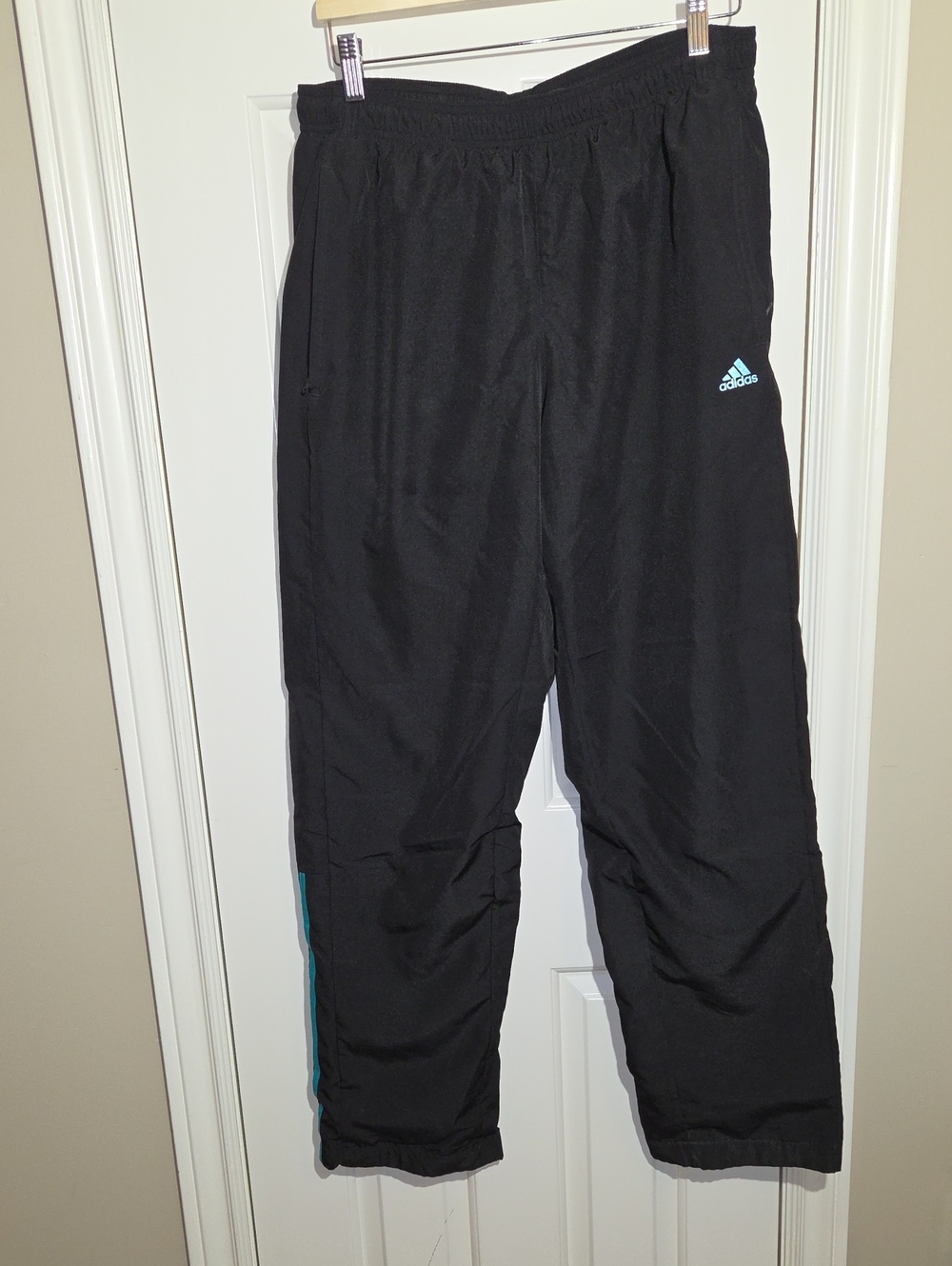 adidas Mens Black Sweatpants with Teal Logo Detail